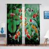 Goldfish Koi Fish Ink Painting Leaves Tulle Curtains for Living Room Bedroom Decor Chiffon Sheer Voile Kitchen Window Curtain