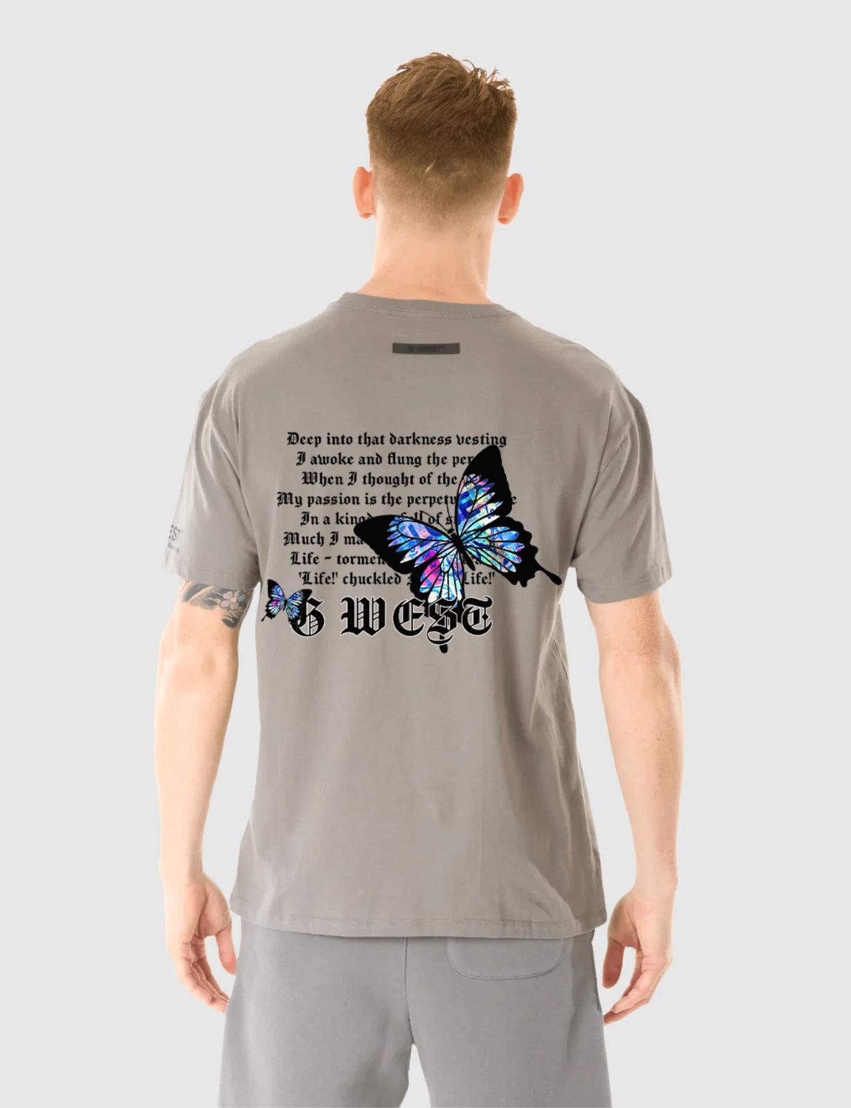 G WEST BUTTERFLY T-SHIRT - CHARCOAL GRAY M