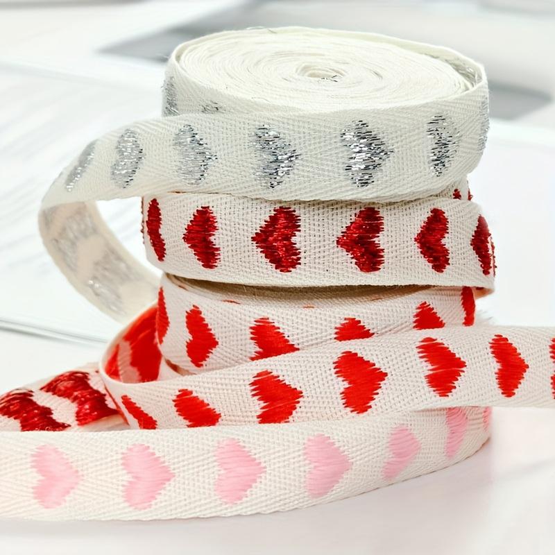 5 Yards/Roll Christmas Ribbon Wedding DIY Craft Ribbon Christmas Decorations Love Jacquard Embroidery Ribbon Handmade 16mm