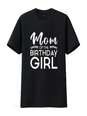 Mom Of The Birthday Girl Family Parents Mother Mommy T Shirt Vintage Washed Breathable Versatile Stretched Comfortable Casual
