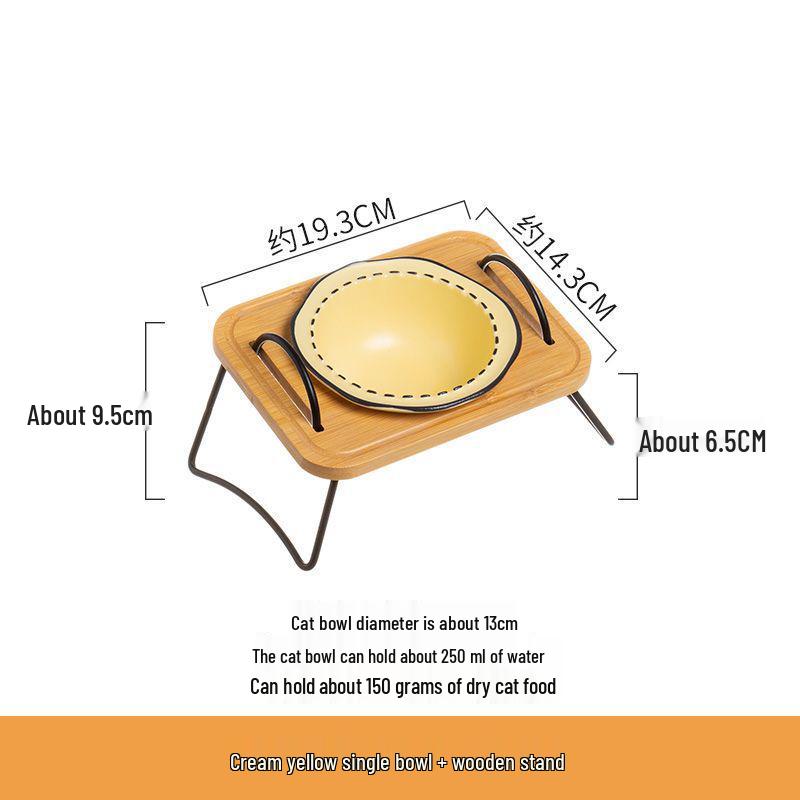 Non-Spill Raised Pet Bowl Set: Double Dog Bowl, Triple Cat Bowl, Anti-Tip Ceramic for Neck Protection