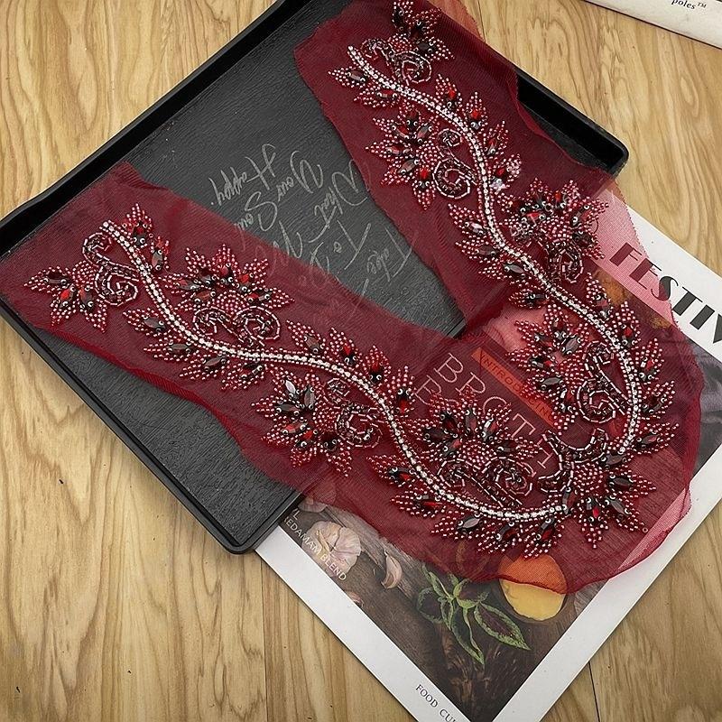 Beaded Lace Embroidery Collar Applique Patches DIY Collar Trim Dress Clothing Decorative Accessorie Material Sew On Patches