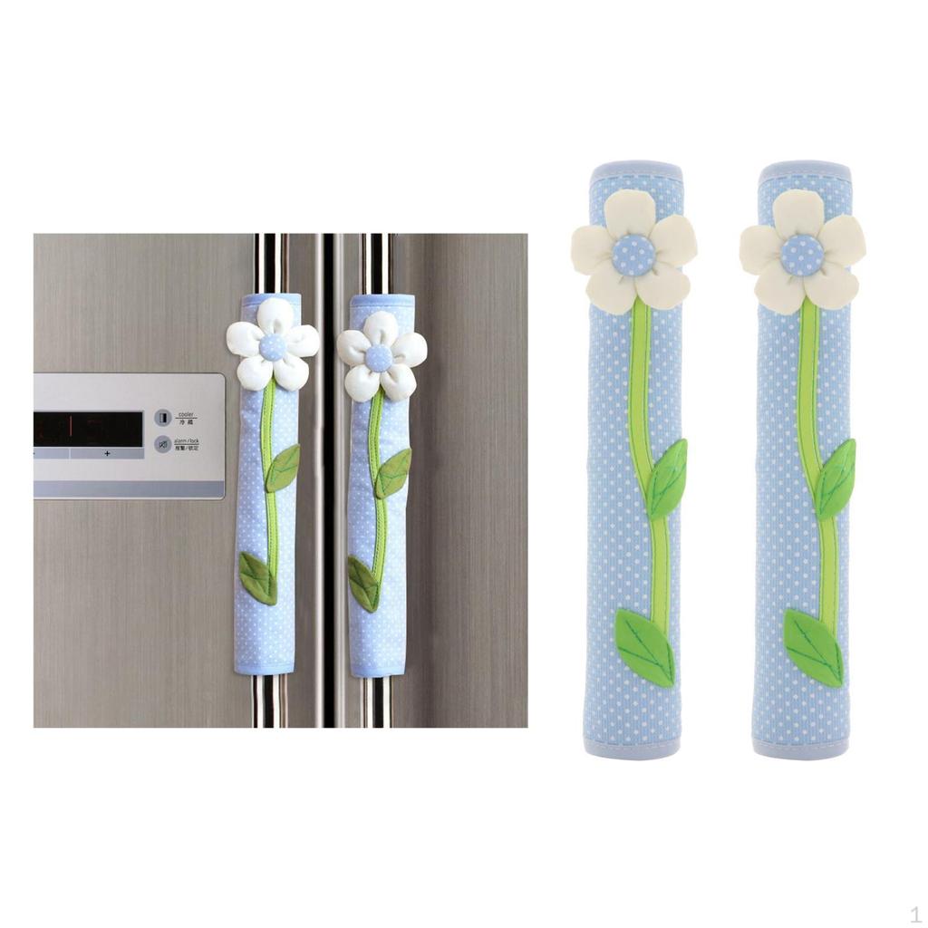 2 / Set Floral Cotton Fabrics Kitchen Appliance Refrigerator Non- Sleeves