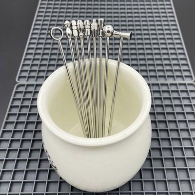 20Pcs Decorative Stainless Steel Cocktail Picks Long Handle Rustproof Martini Picks Reusable Silver Color Cocktail Skewers Party