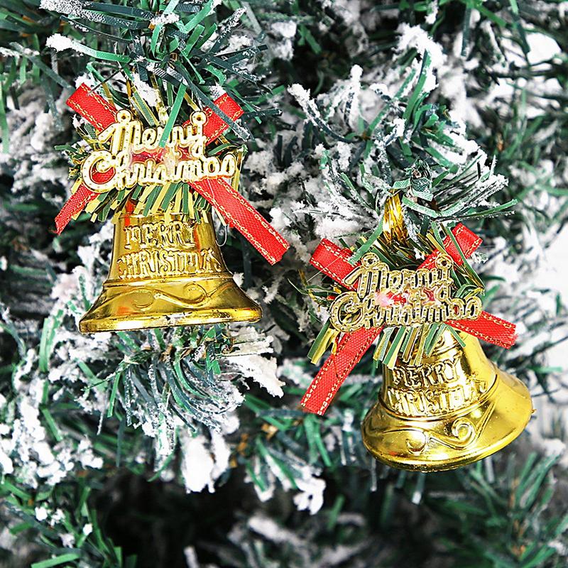 Christmas Bell Ornaments 4 Piece Hangable Decoration With Bow Christmas Tree Ornaments For Tree Door Wreath Outdoor Holiday