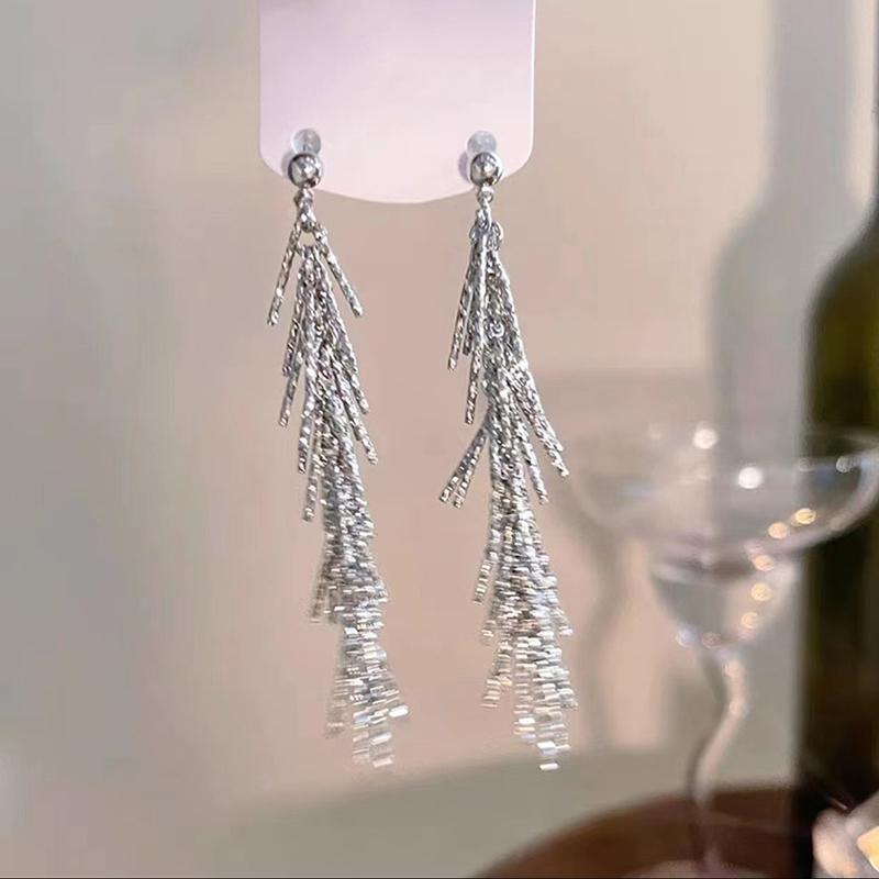 Cercei lungi de lux cu ciucuri, exagerați, cu cataramă metalică, lanț, cu picături, pentru femei, accesorii de petrecere la modă, cadouri