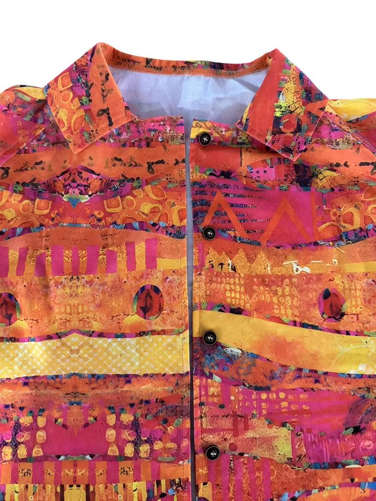 2025 Retro Print Long Sleeve Women's Shirt - European & American Style