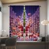 Christmas Santa Claus Tree Pattern Printed Curtains Decorations Home Room Set Of 2 Made Polyester Elegant