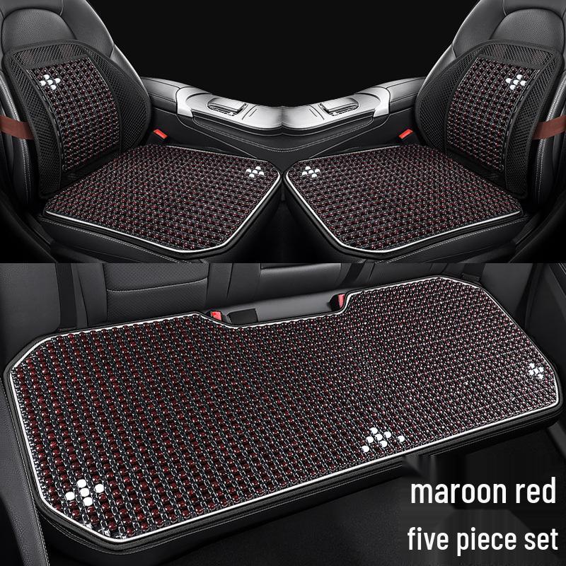 Universal Wood Bead Lumbar Support Car Seat Cushion Set - Cooling, Breathable, All-Season