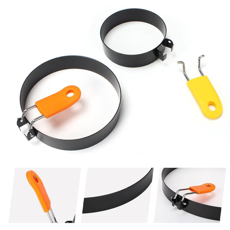 Stainless Steel Fried Egg Ring Fried Egg Shapers with Silicone Handle Scrambled Eggs Form Non-Stick Fried Egg Mold
