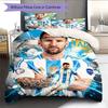 Lionel Messi Pattern Bedding Home Decoration Birthday Gift (1 * Duvet Cover + 2 * Pillowcase, Without Core),fan Merchandise.