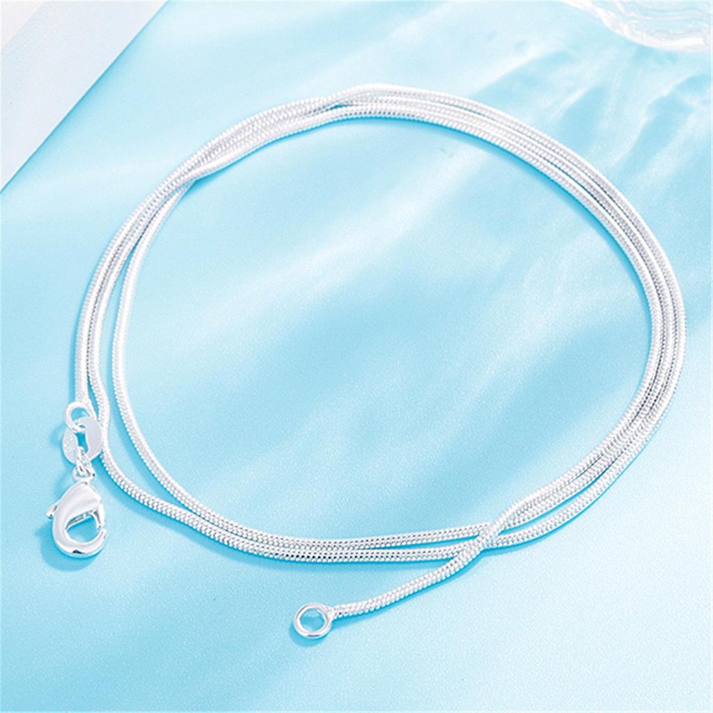 1MM Runde Schlangenkette Silberhalskette - Koreanischer Stil für Damen