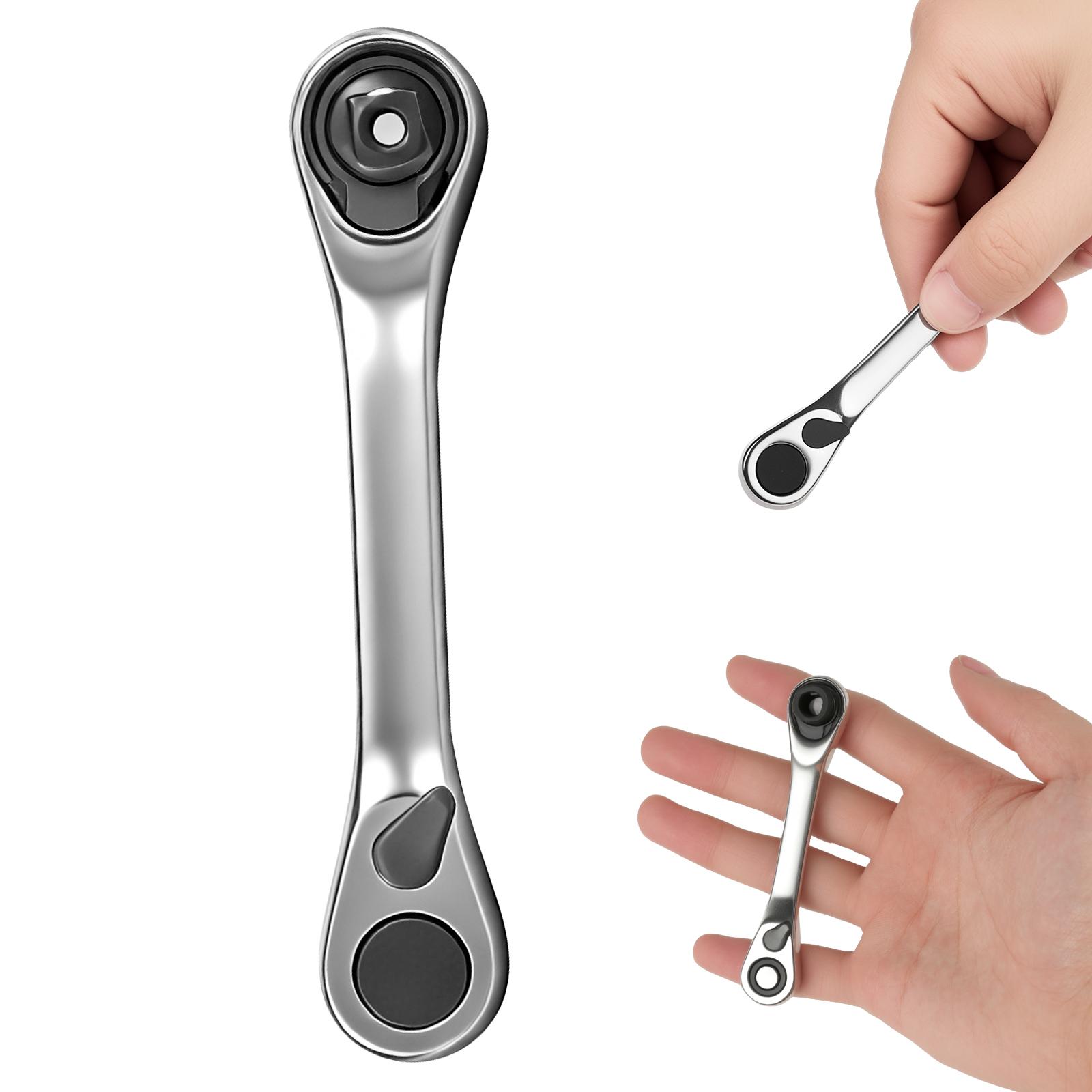 

1/4 inch Mini Ratchet Socket Wrench 72 Tooth Drive Socket Ratchet Bit Driver Multi-function Tool Double Ended Combination Wrench серебряный