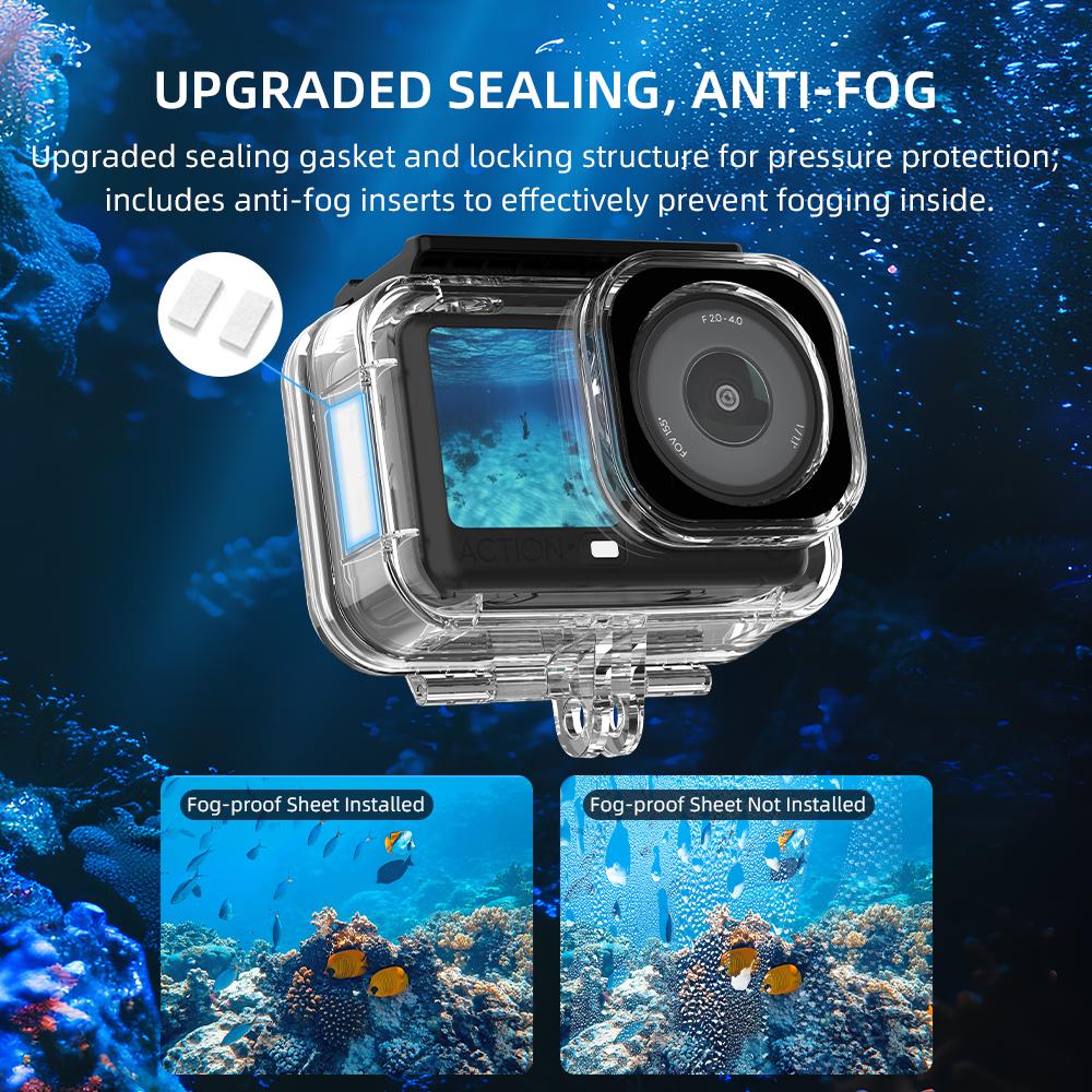 Flymile 60M Waterproof Case Underwater Diving Housing Protective Cover for DJI OSMO Action 6 Accessories With Buoyancy Stick