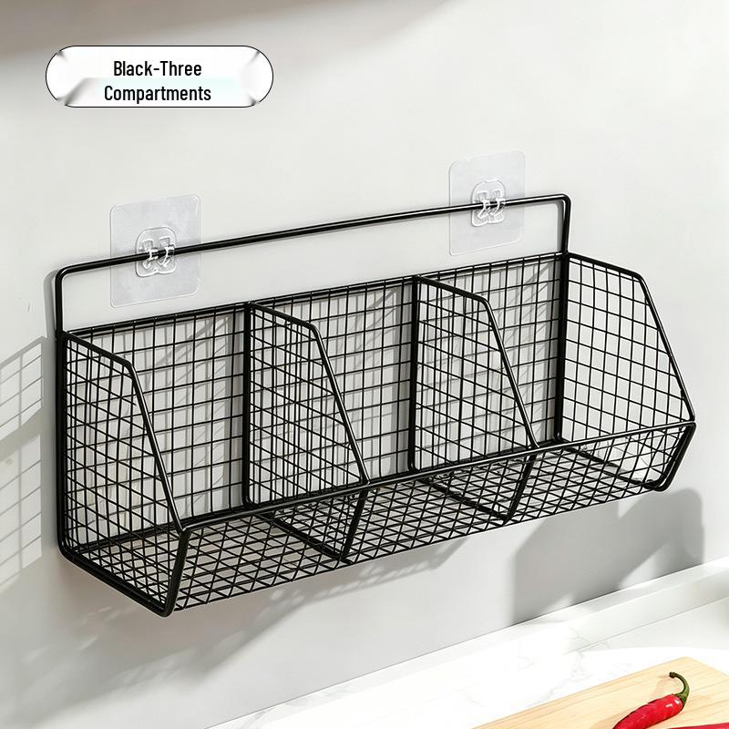 Wall-Mounted No-Punch Storage Rack for Bathroom, Kitchen, and Shower.