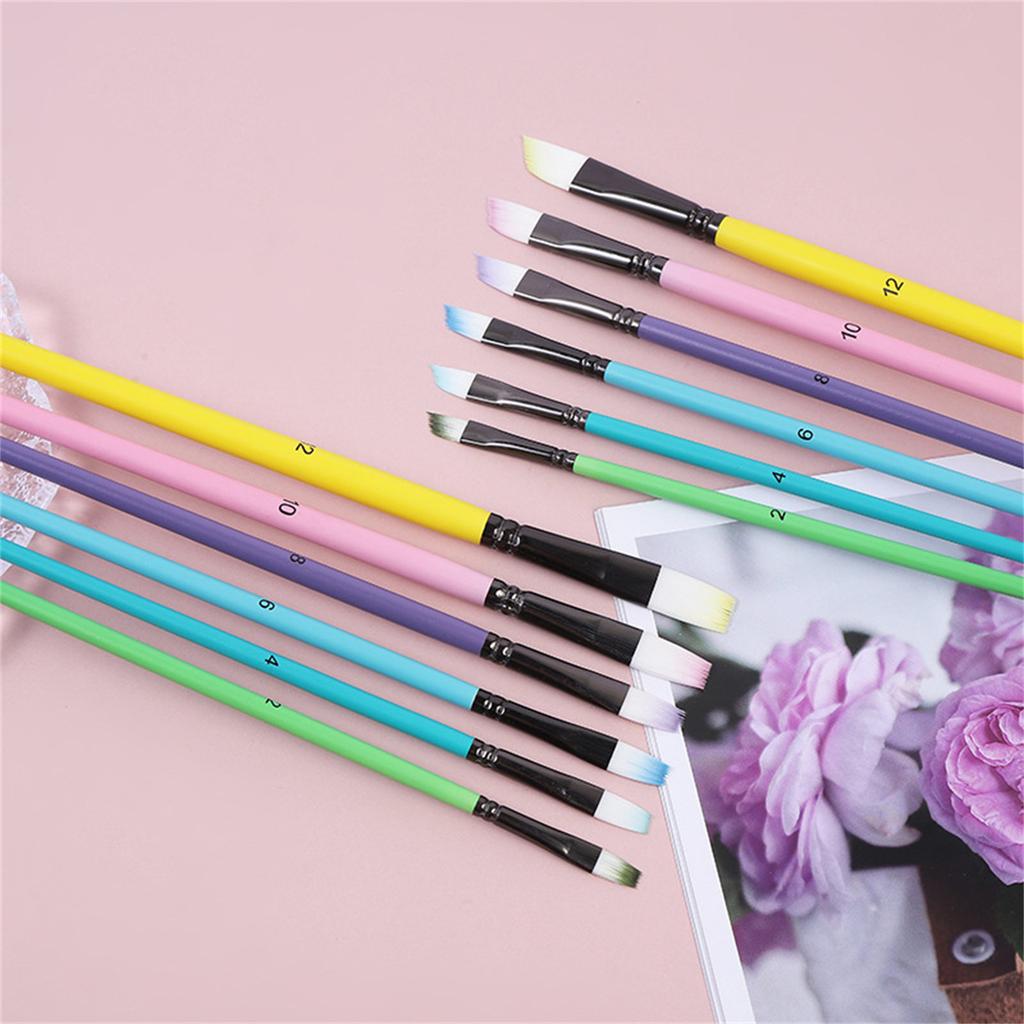 6PCS Professional Paintbrush Artist Paint Brush Nylon Bristle Paint Brush for Watercolor Gouaches Acrylic Oil Painting