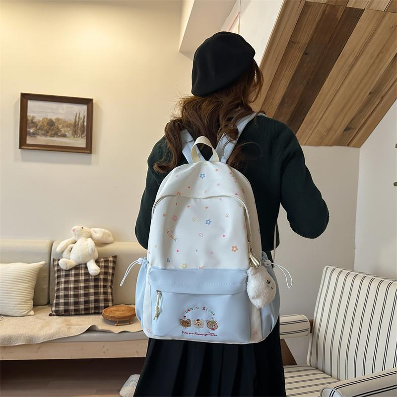 Cartoon Embroidered Student Schoolbag Girls Large Capacity Backpack