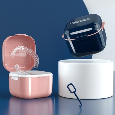 1Pc Retentor Ortodôntico Aparelhos Caixa De Armazenamento De Molho Dentes Invisíveis Dentadura Limpeza Cinto Portátil