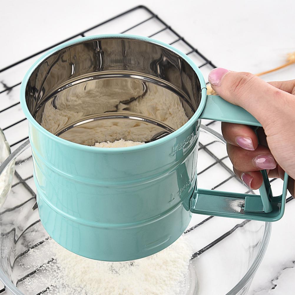 Handheld Flour Sieve Kitchen Semiautomatic Flour Sieve Cup Baking Tool L