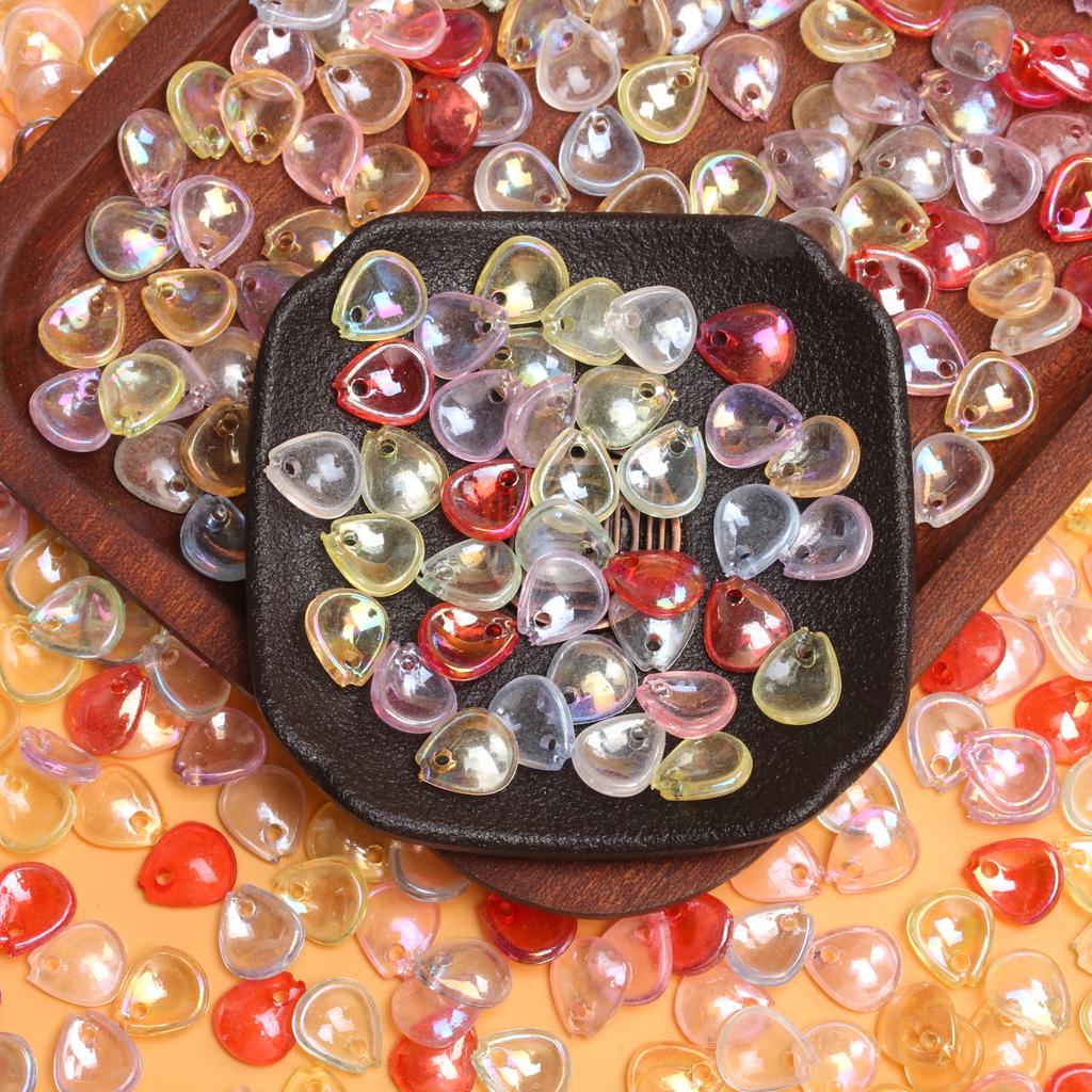 100pcs 10.8*12.4mm Fashion Acrylic Petal Loose Beads Creative Beading Material DIY Bouquet Necklace Bracelet Accessories