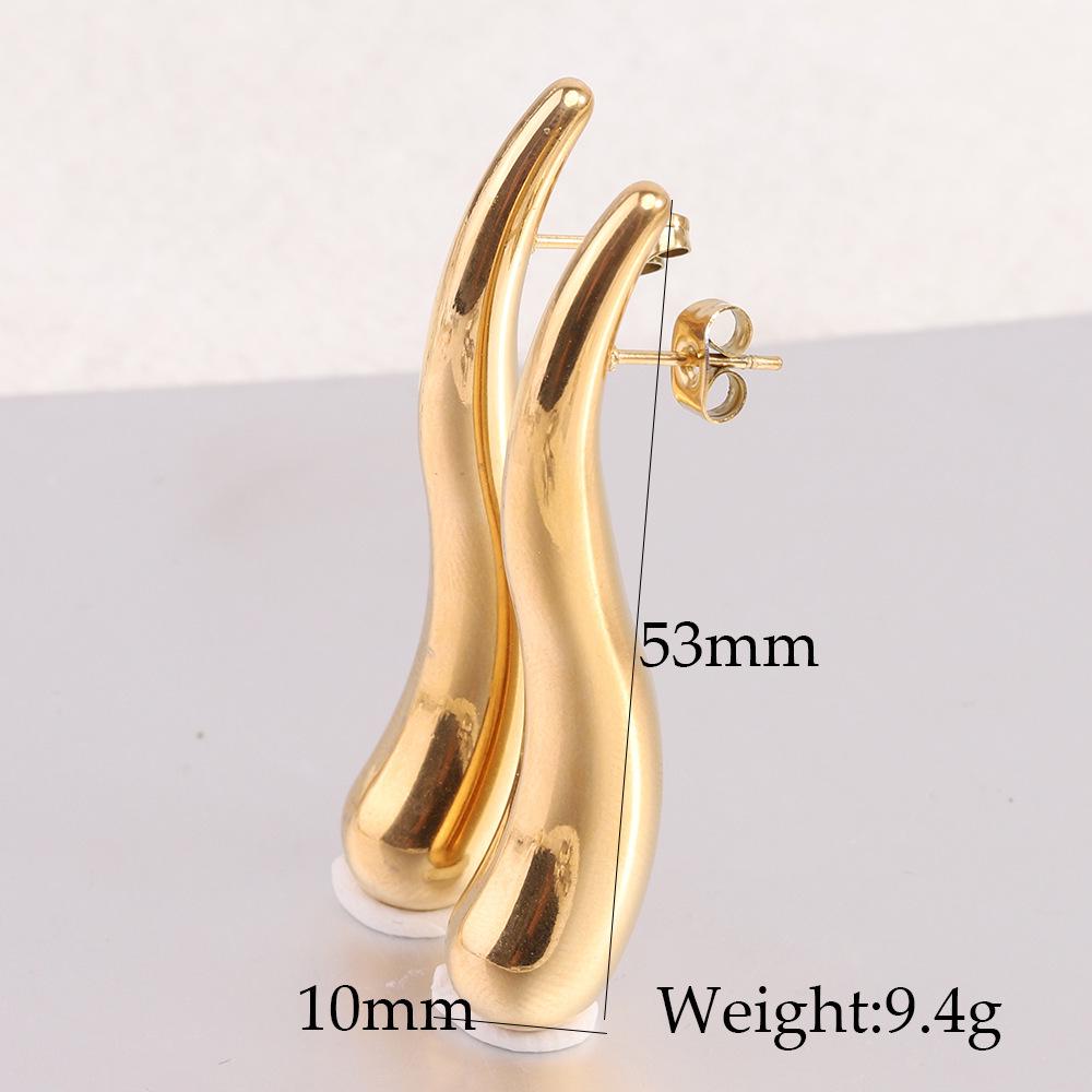 European & American 53MM Stainless Steel Water Drop Earrings