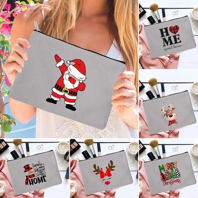 Santa Deer Print Cosmetic Zipper Bags Christmas Gift Female Casual Storage Makeup Pouch Travel Toiletries Organizer Mujer Bolsas