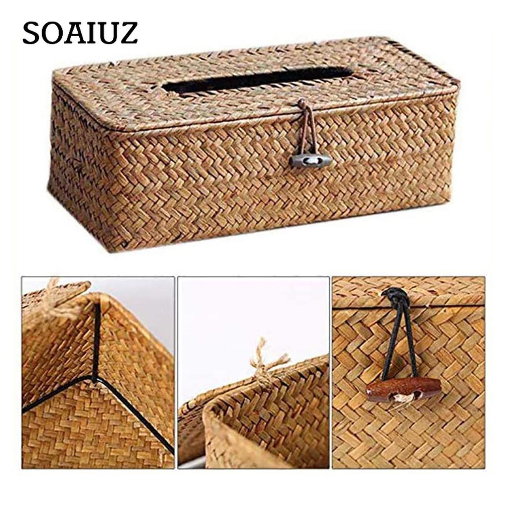 Natürliche, rechteckige Taschentuchbox, 27 x 12 x 9 cm (Gelb)