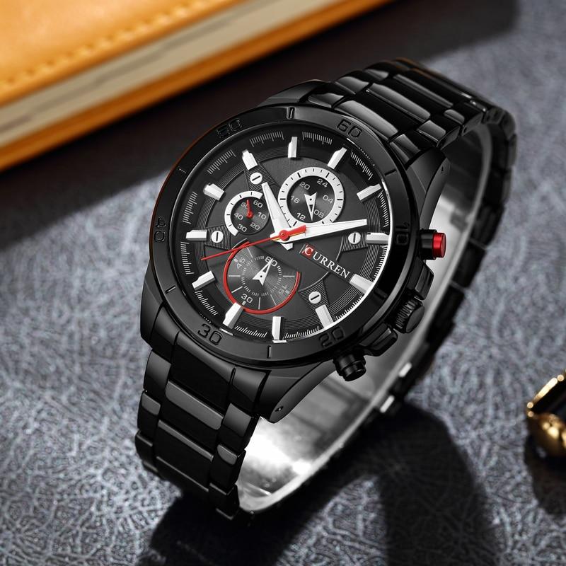 Fashion Full Stainless Steel Watches Top Brand CURREN Casual Mens Watch Analog Sport Wristwatch Quartz Clock Male Erkek Saat 8275