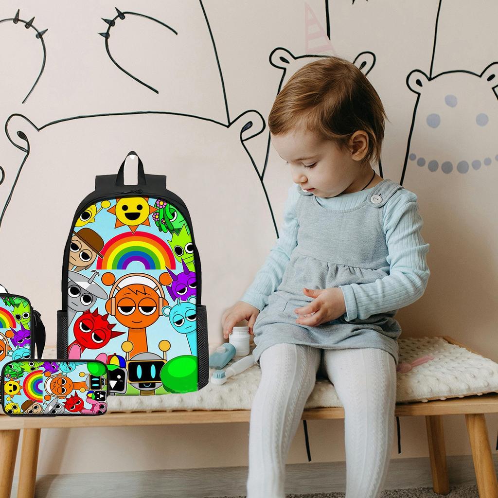 Large-capacity Backpack For Primary And Secondary School Students, Cartoon Shoulder Bag And Pencil Case For Children
