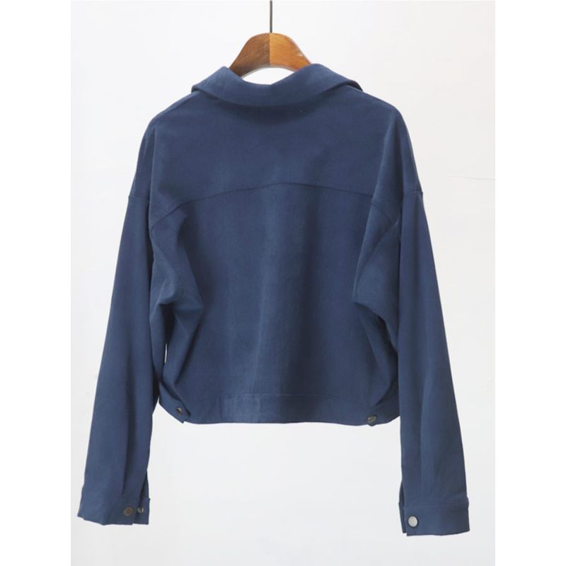 Spring New Arrival Women's Clothing Fashion Style Corduroy Long Sleeves Casual Lapel Short Coat Single-Breasted Pure Color Coat