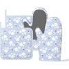 Oven Mitts Pot Holders Set Vintage Butterfly Moon Flower Silicone Kitchen Gloves Potholders Heat Resistant for Chef Baking Cooking Grilling BBQ 4