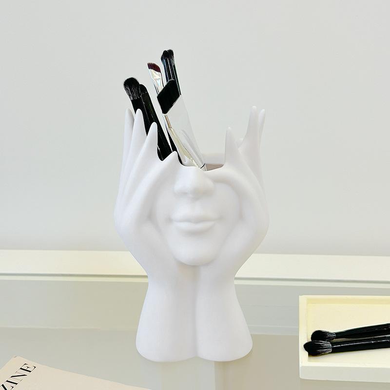 Resin Boho Feminist Decoration Body Vase Head Vase Vintage Makeup Brush Holder Makeup Organizer Idealized for Home Decor