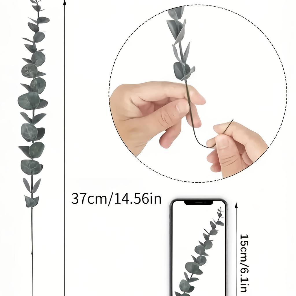 20pcs Artificial Eucalyptus Stems - Realistic Green Leaf Branches, Perfect for Wedding, Home & Office Decor, Artificial Plants for Home Decor