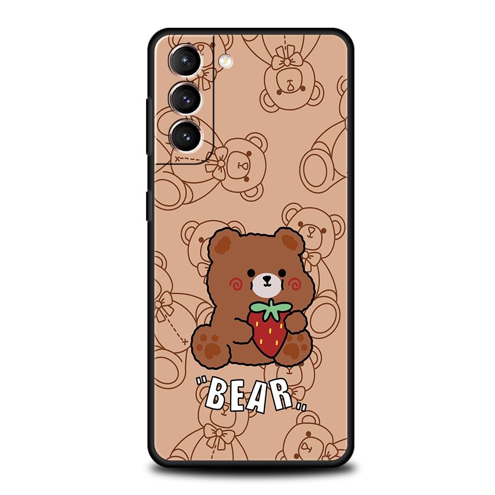 Phone Case For Samsung Galaxy S24 S23 S22 Ultra S20 S21 FE 5G S10 S9 Plus S10E S8 S7 Edge Soft Silicone Cover Cute BEAR