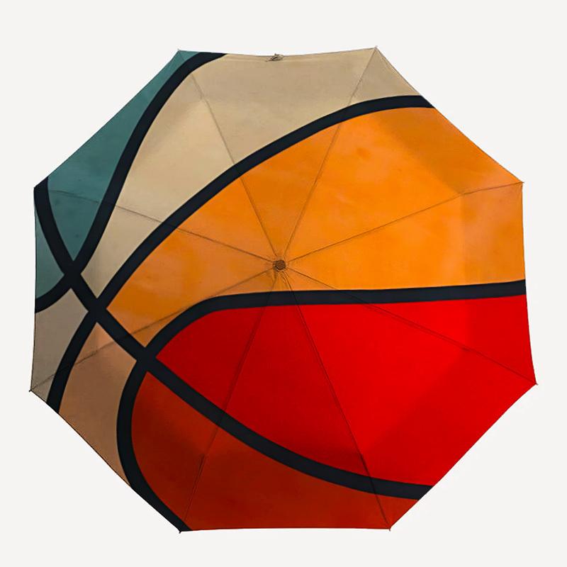 1pc Basketball Sport Automatic Open 8-Rib Windproof Umbrella, Travel & Commuting, Suitable for All Seasons, Lightweight Portable 134