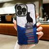Black Cat Aesthetic Pattern Plating Phone Case For Iphone 16 17 Pro Max Air 16E 14 15 Plus 12 13 Mini Anti-Fall Airabag Cover