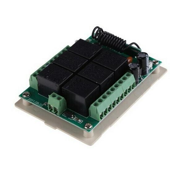 12V Six-Way Wireless Remote Switch with Learning Code: Momentary, Self-Locking, Interlocking Control for LED Systems.
