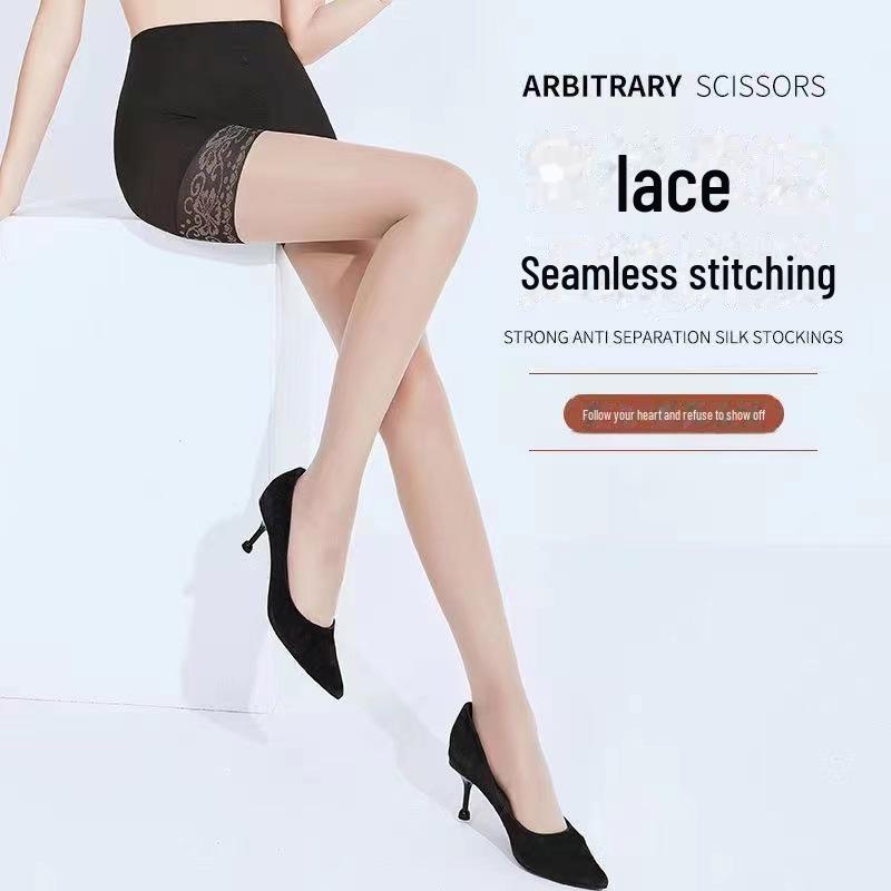 Women's Plus Size Pineapple Print Anti-Wolf Safety Garters & Ultra-Thin Summer Pantyhose