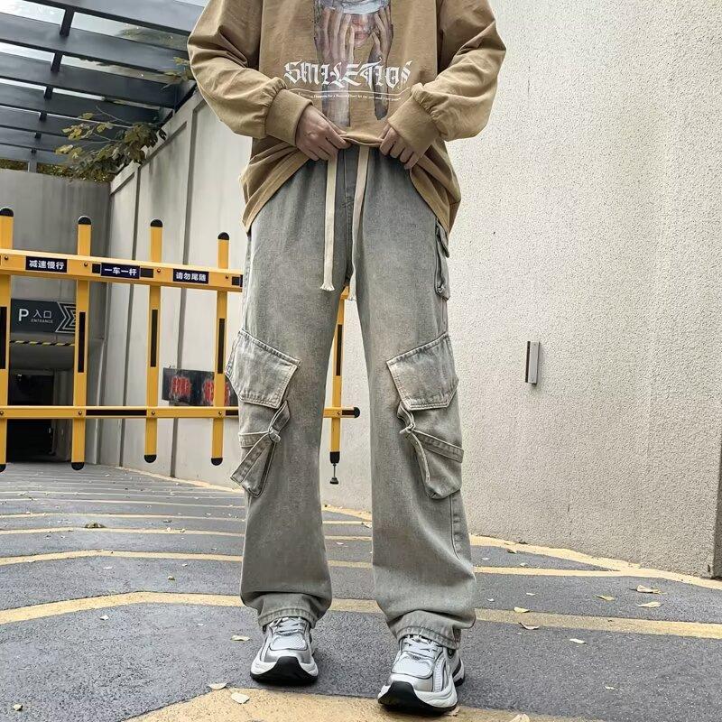 Джинсы-карго JYL мужские Американские Прямые Свободные Широкие Повседневные Джинсовые Брюки XXXL
