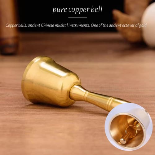 Brass Hand Bell, Dinner Bell, Hand-Wave Bell, Table Bell, Call Bell, Restaurant Bell, Shop Bell, Raffle, Festival Supplies (15cm Tall)