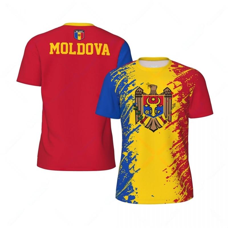 Fashion Moldova Flag Graphic Football T Shirts For Men Summer Trend 3D National Emblem Printed T-shirts Casual Oversized Tees