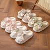 Maternity Bow Knot Cotton Slippers: Plush, Non-Slip, Thickened, Closed-Heel Autumn/Winter Footwear for Women