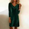 2025 Autumn/Winter Velvet Swing Collar Long Sleeve Party Dress for Women - Stylish and Elegant.