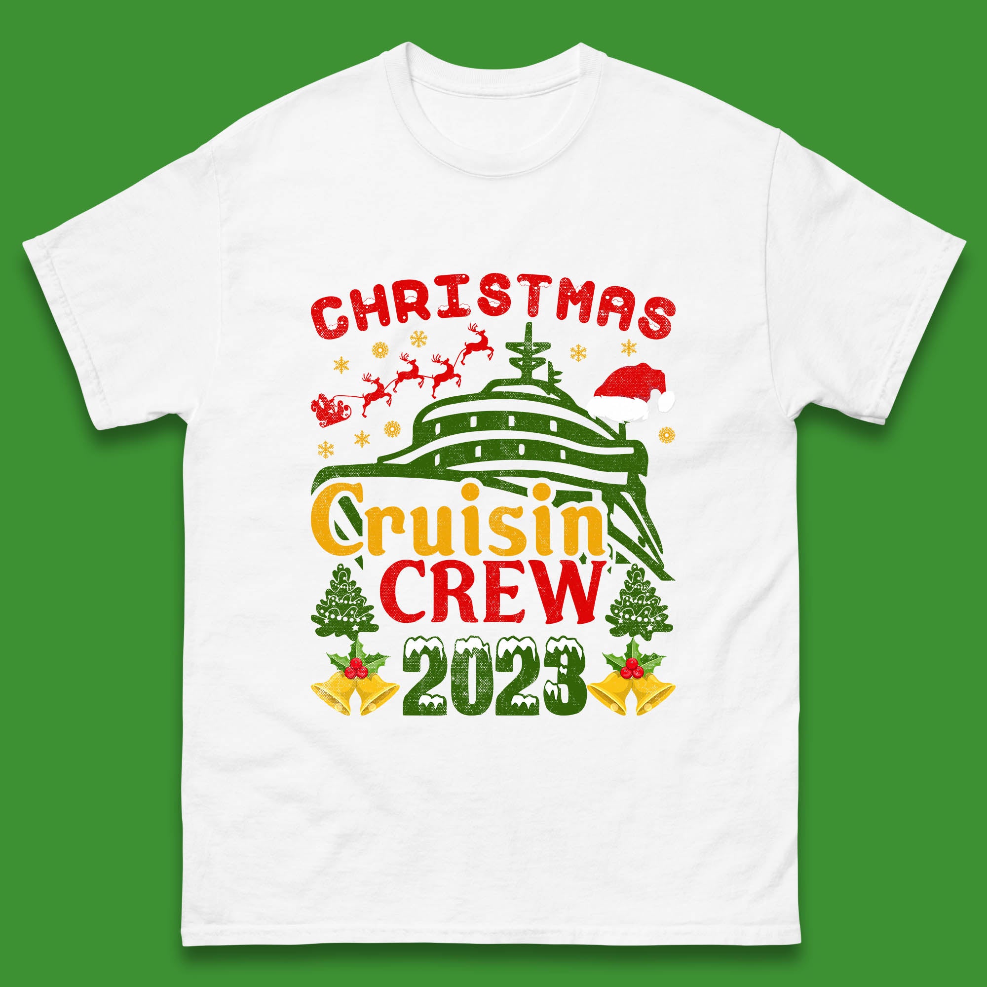 Christmas Cruisin Crew 2023 Xmas Cruise Vacation Cruising Squad Mens Tee Top 4XL