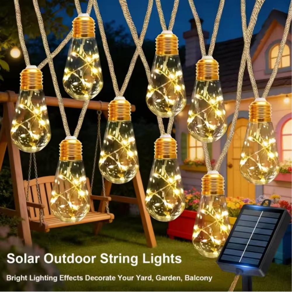 10/8/5m Solar Outdoor Garden Twine String Lights Waterproof Solar LED Patio Lights for Fence Wedding Party Decorative