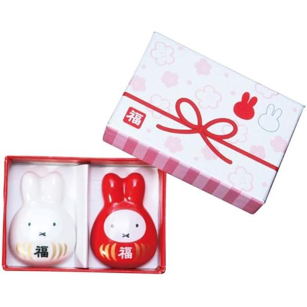 Nihon Tsai Miffy Lucky Daruma Red and White Chopstick Rest Set (2-Piece Set), Porcelain, 3*4.2*1cm