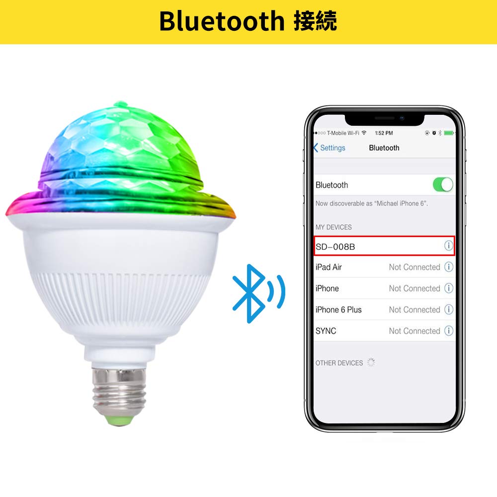 LETOUR Mirror Ball Stage Light Colorful LED Bulb Function with Remote Control Disco Light LED Magic Ball Stage Light RGB Laser Stage Light Light Base