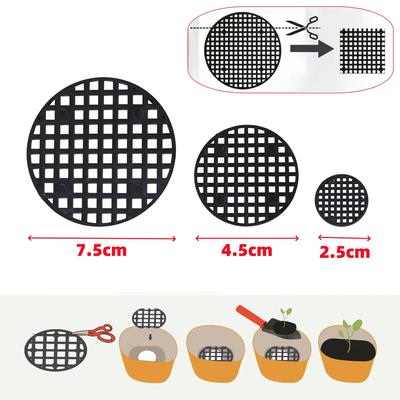 50Pcs Flowers Pot Drainage Hole Grid Mats Diameter 2.5/4.5/7.5cm Round Bonsai Planter Bottom Mesh Pads Plants Ventilation Trays