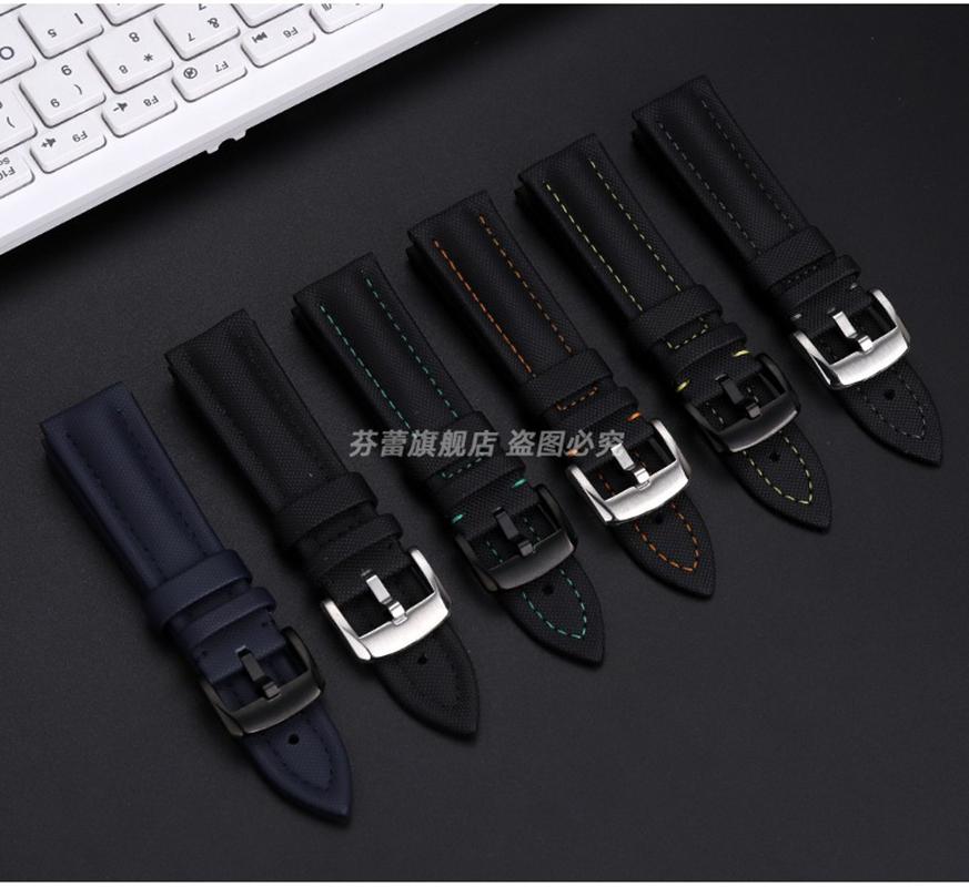 For BLANCPAIN Co branded Fifty Fathoms Five Oceans Nylon silicone bottom Watch Strap Black Men's Canvas Bracelet 22MM Watchband
