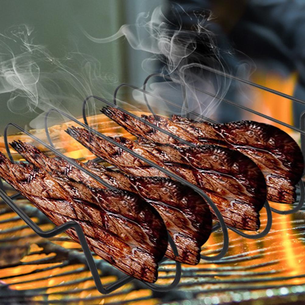 Rib Rack for Grilling Non Stick Metal Barbecue Tools Steak Holders Grill Stand for Kitchen Outdoor